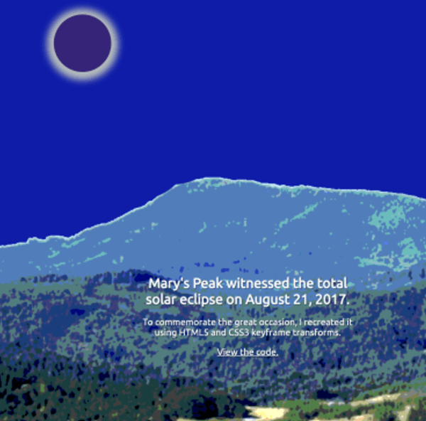 Eclipse over Mary's Peak animation demonstration 