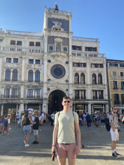 Picture of Jacob in front of the Torre dell'Orologico