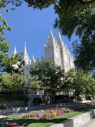 Temple Square, the outside of a church in Temple Square.