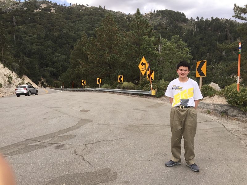 My family's and my vacation in a pine forest near Big Bear