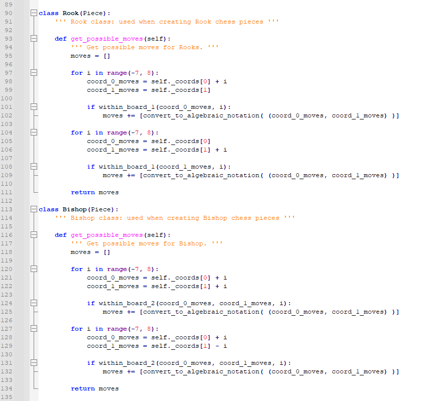 Program showing Bishop and Rook for my personal chess project