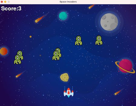 Screenshot of space invaders game