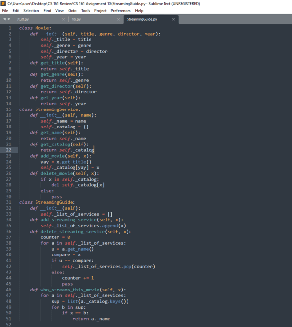 A python code that is handy in keeping track of your preferred streaming services and all the channels on them.