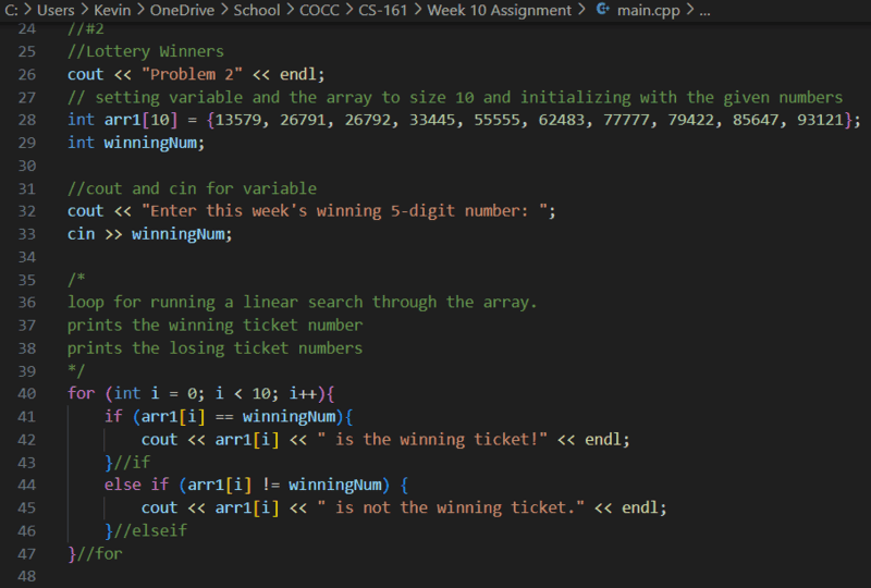 example of past C++ work.