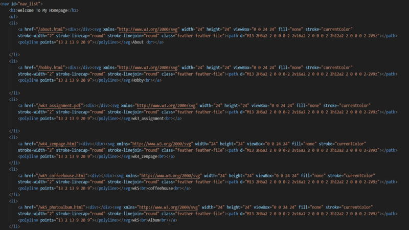 example of past HTML work.