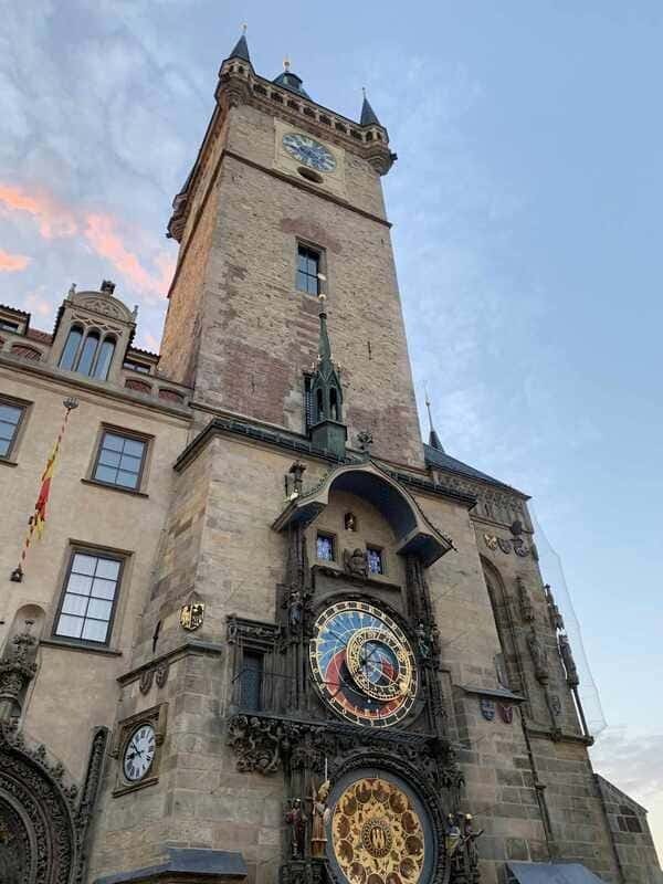 This image shows the famous clock tower in Czech called the astronomical clock tower. 