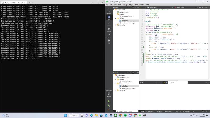 This is a Project I did in which I wrote code to take in a excel sheet and parse through the sheet to find what jobs are paid what and in what range on the sheet.