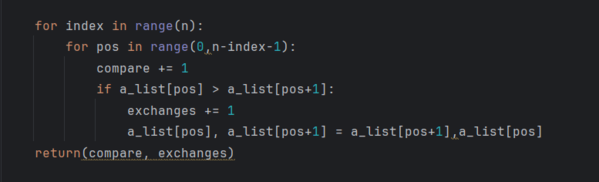 Coding project; uses bubble sort method and counts comparisons and exchanges