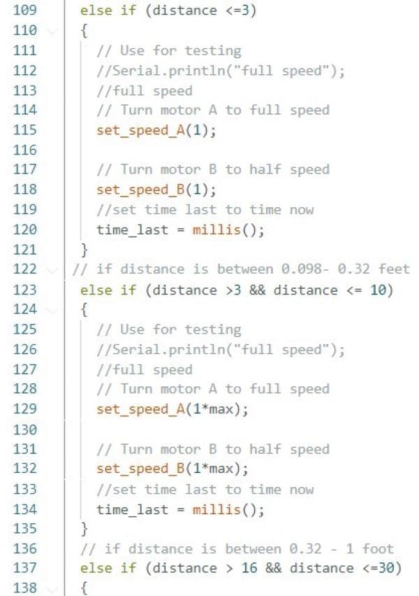 A portion of the Arduino code for capstone design 