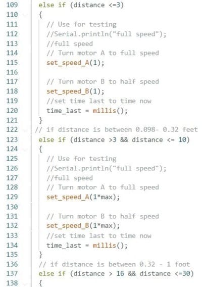 A portion of the Arduino code for capstone design 