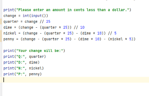 Python Code For Making Change